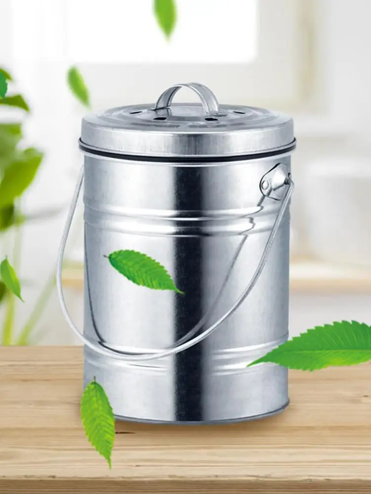 Poubelle de cuisine en acier inoxydable lavable respirante, anti-odeur